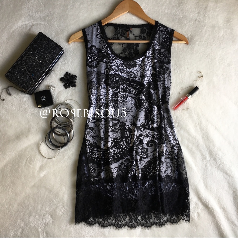 Thinkknit Black Scalloped eyelash Lace Blouse